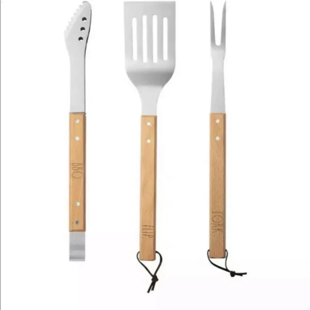 Rae Dunn Everyday Collection 3 Piece Barbecue Utensil Set- Barbeque Tongs wit...